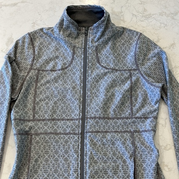 Prana Reeve Jacket Womens Small Silver Jacquard Stretch Yoga Hiking Running - Picture 4 of 17